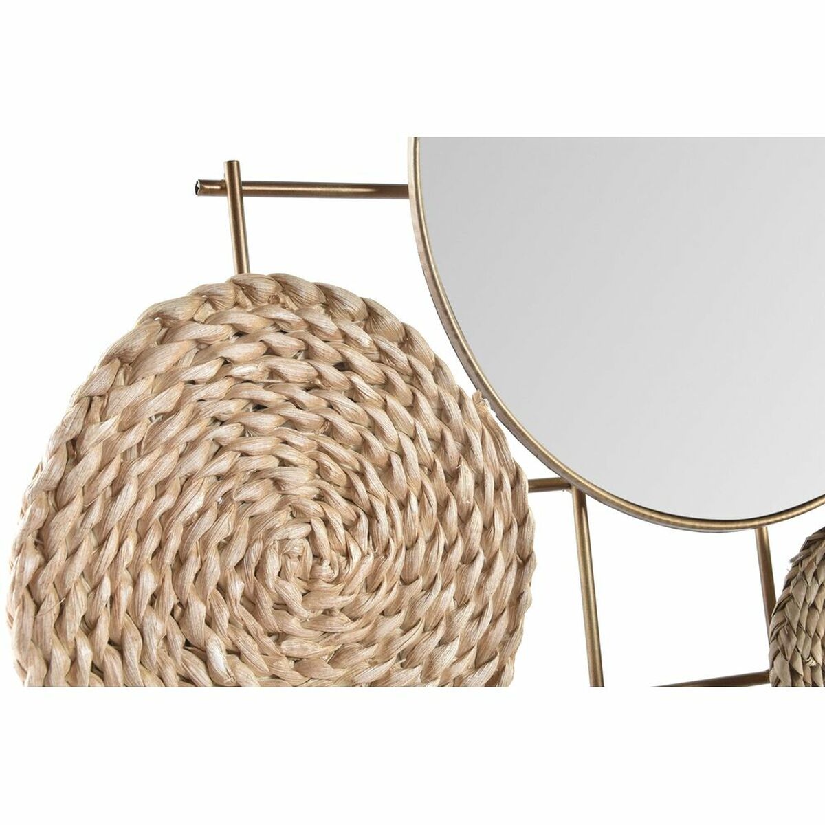 Seinäpeili, pyöreät peilit & kuitukoriste metallikehys, ruskea kupari 72 x 74 cm