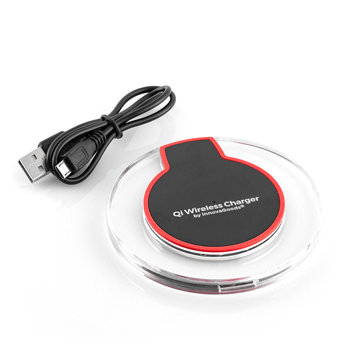 Qi langaton laturi älypuhelimille, micro-usb-kaapeli, led Ø10×1 cm, nopea lataus