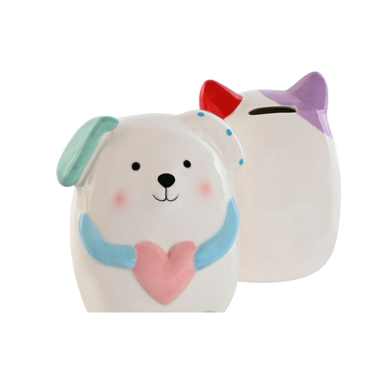 Rahalipas dolomiitti monivärinen 2 kpl, eläinhahmot koira & kissa, 13 x 12 x 19 cm