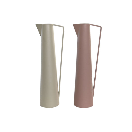 Maljakko rautainen 45 cm, 2 kpl, beige & pinkki - kapea koristekannu sisustukseen