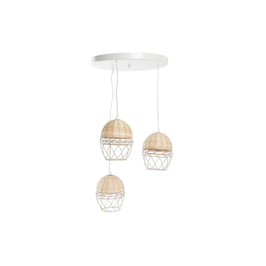 Riippuvalaisin 3-lamppuinen rattan, valkoinen & vaaleanruskea 75 cm E27