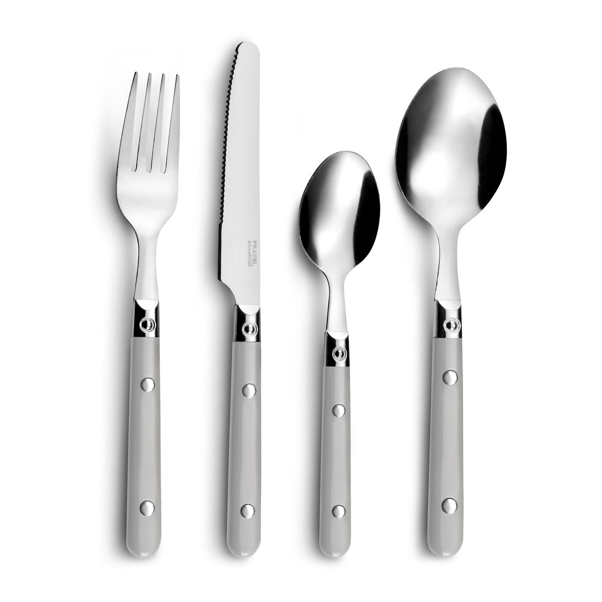 Ruokailuvälinesetti 16 osaa, kaksiväriset kahvat, 4 hengelle, veitsi 25 cm