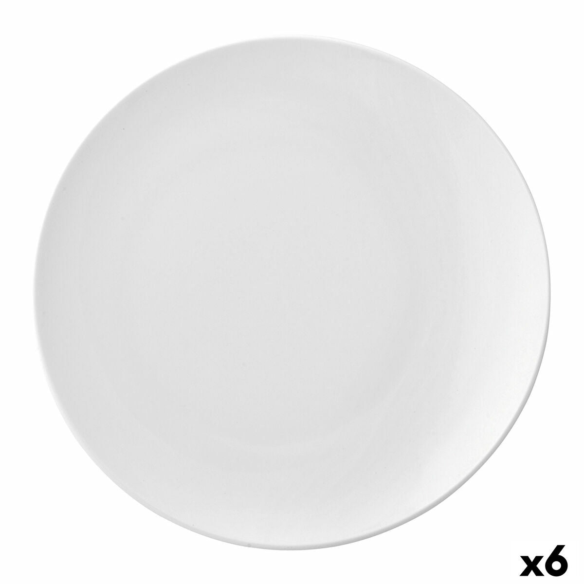 Ruokalautanen 24 cm keraaminen valkoinen, 6 kpl – litteä coupe, astianpesukone