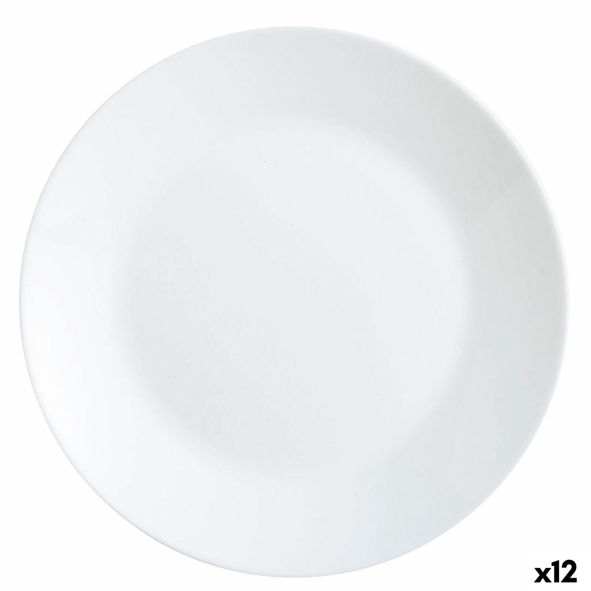 Ruokalautanen 25 cm, litteä lasi, valkoinen, 12 kpl – Luminarc Zelie