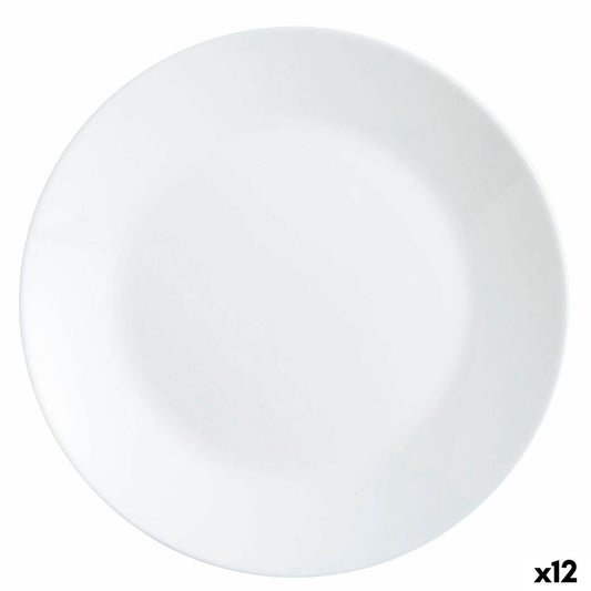 Ruokalautanen 25 cm, litteä lasi, valkoinen, 12 kpl – Luminarc Zelie