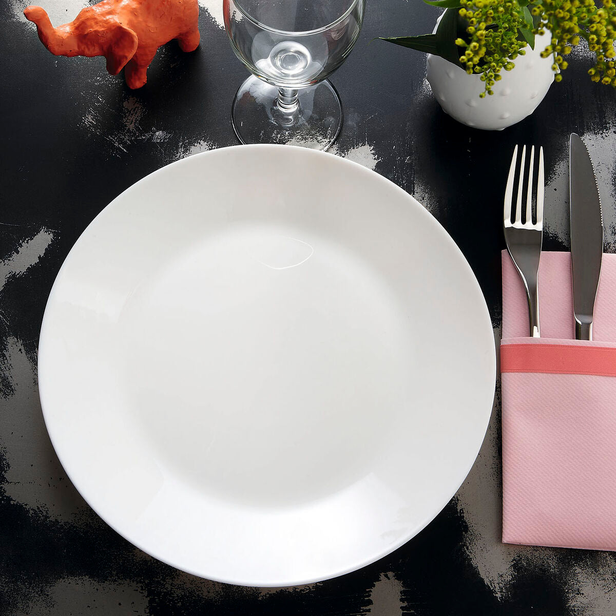Ruokalautanen 25 cm, litteä lasi, valkoinen, 12 kpl – Luminarc Zelie