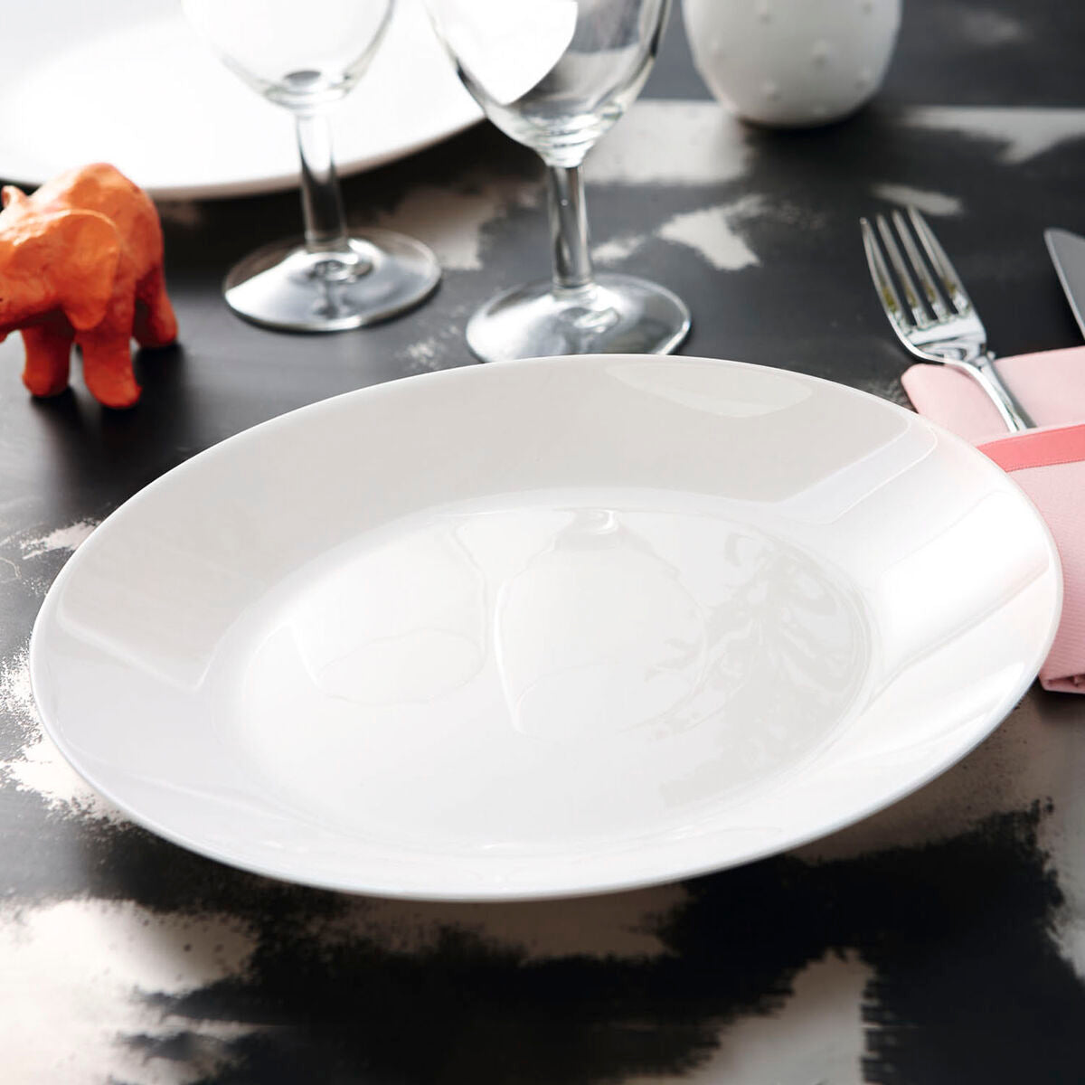 Ruokalautanen 25 cm, litteä lasi, valkoinen, 12 kpl – Luminarc Zelie