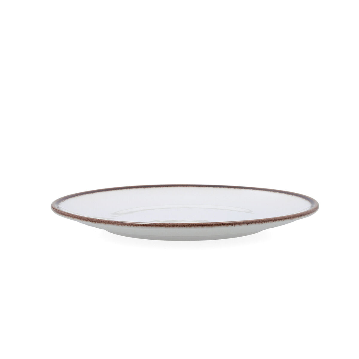 Ruokalautanen Ø 25 cm keramiikka, 6 kpl, valkoinen rustiikkireuna ruokailuun