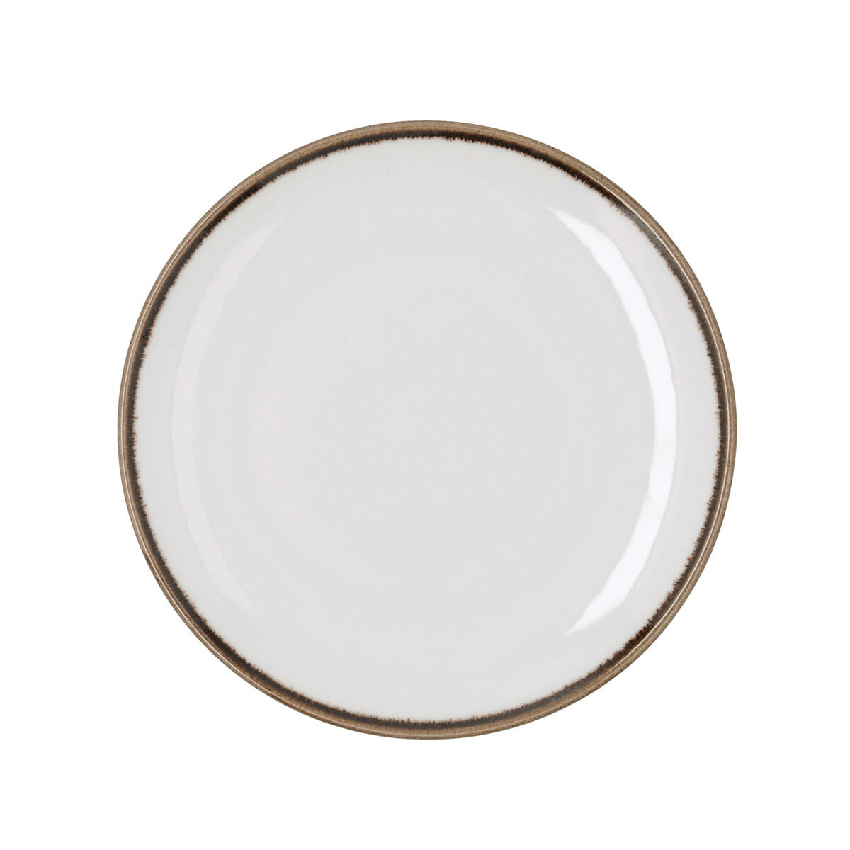 Ruokalautanen Ø 25 cm keramiikka, 6 kpl, valkoinen rustiikkireuna ruokailuun