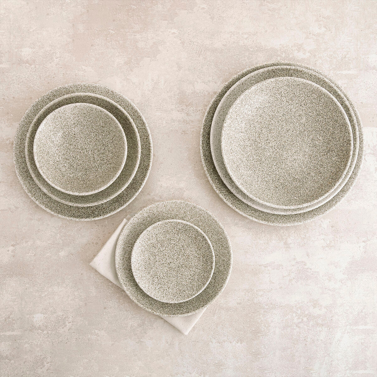 Ruokalautanen Ø 25 cm keraaminen, beige, pinoittava, mikroaaltokestävä, 6 kpl