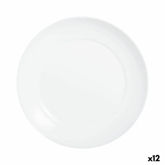 Ruokalautanen 25 cm lasi, valkoinen, 12 kpl, pesukone- ja mikroaaltokestävä