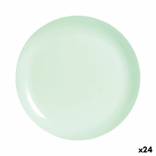 Ruokalautanen 25 cm, lasinen vihreä - astianpesukoneen kestävä, 24 kpl ruokailuun