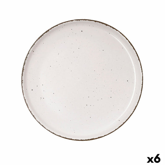 Ruokalautanen 26,5 cm keraaminen, beige, litteä, käsinmaalattu - 6 kpl