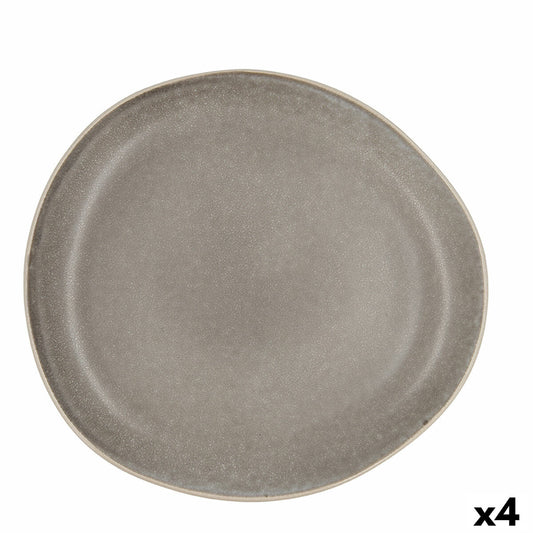 Ruokalautanen 26,5 cm keraaminen, harmaa kohokuvio, 4 kpl astiasarja & tarjoiluun