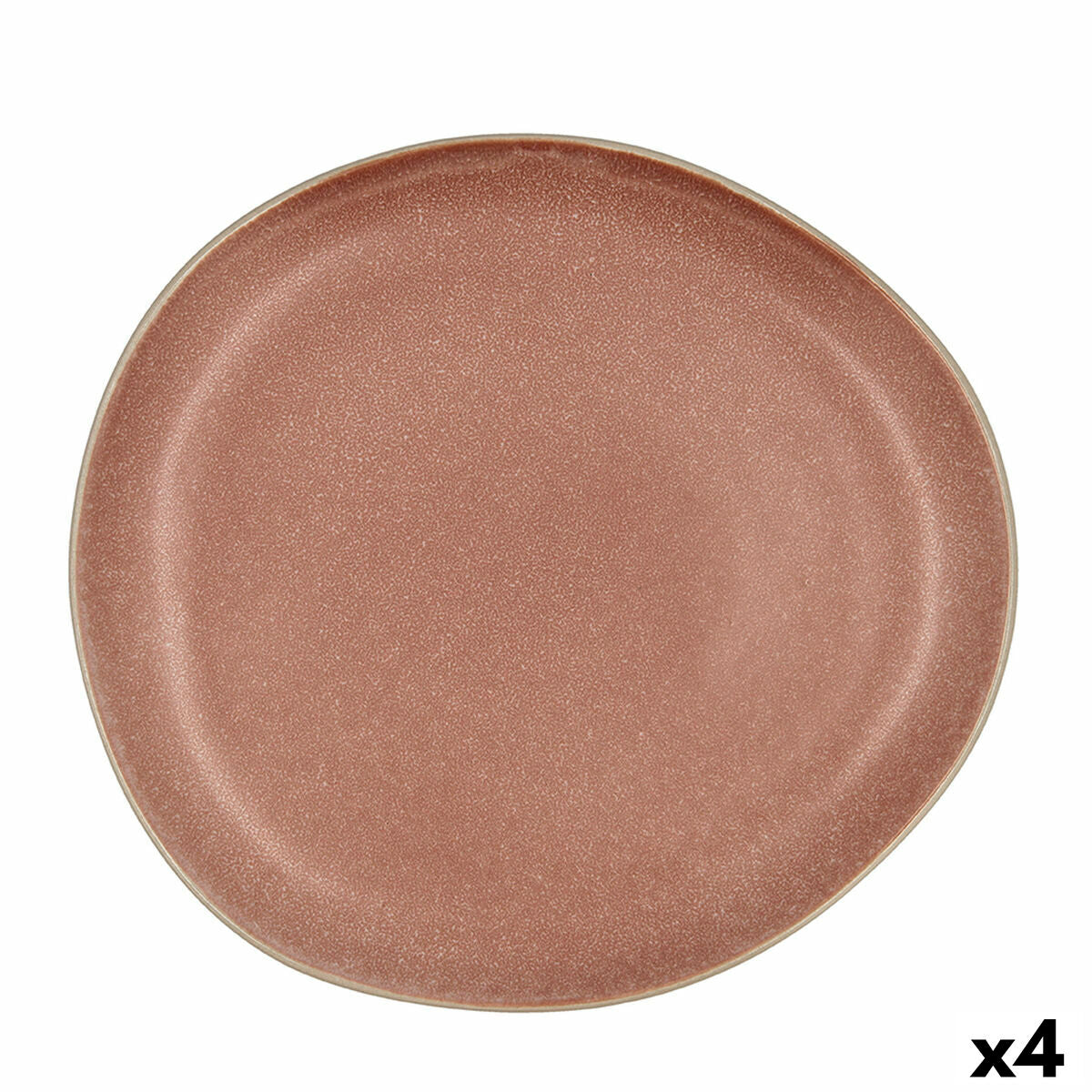 Lautanen 26,5 cm ruskea keramiikka, litteä ruokalautanen reliefipinta, 4 kpl
