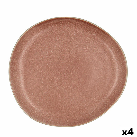 Lautanen 26,5 cm ruskea keramiikka, litteä ruokalautanen reliefipinta, 4 kpl