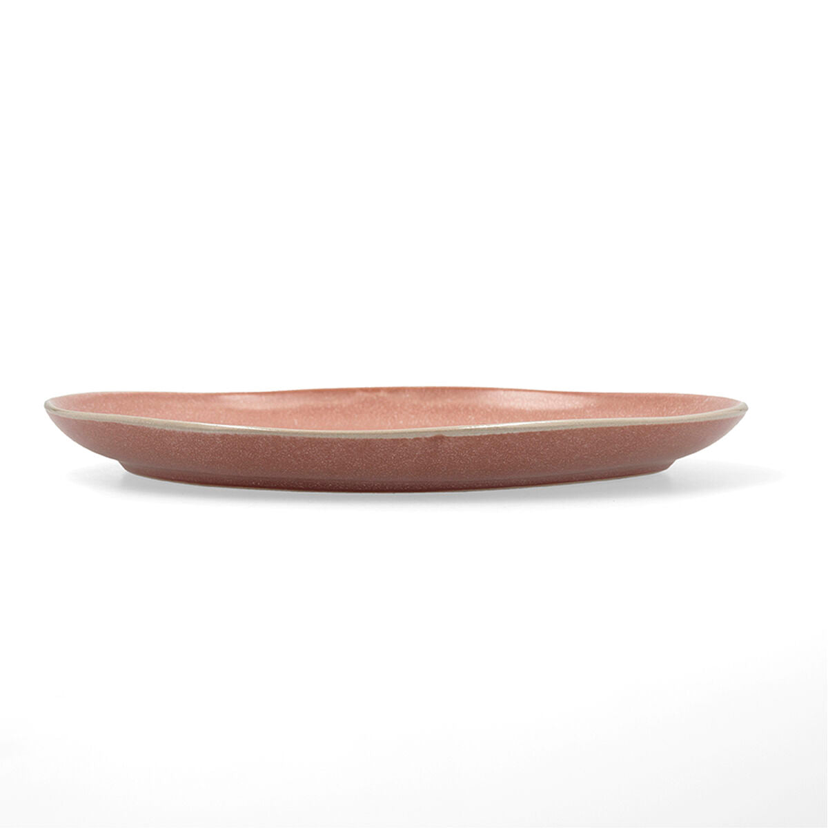 Lautanen 26,5 cm ruskea keramiikka, litteä ruokalautanen reliefipinta, 4 kpl