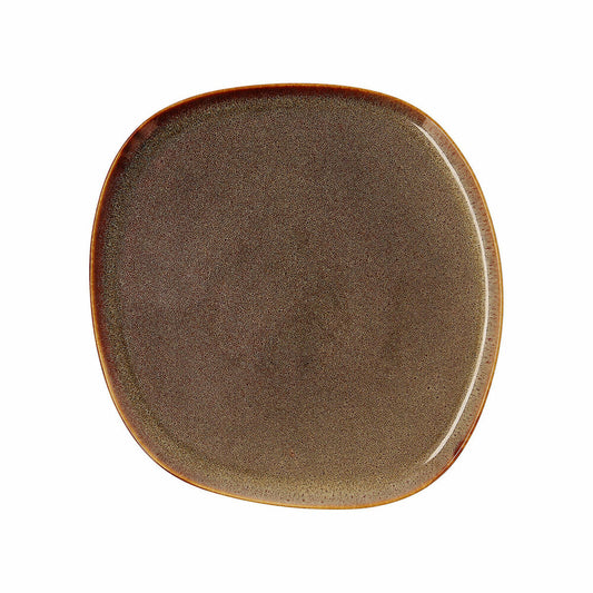Ruokalautanen 26,5 x 25,7 cm keraaminen, ruskea, reliefipinta 4-osainen setti