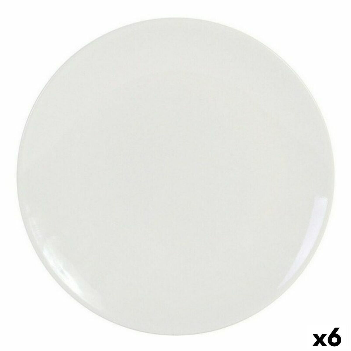 Ruokalautanen 26 cm, keramiikka 6 kpl, norsunluu - litteä arkilautanen