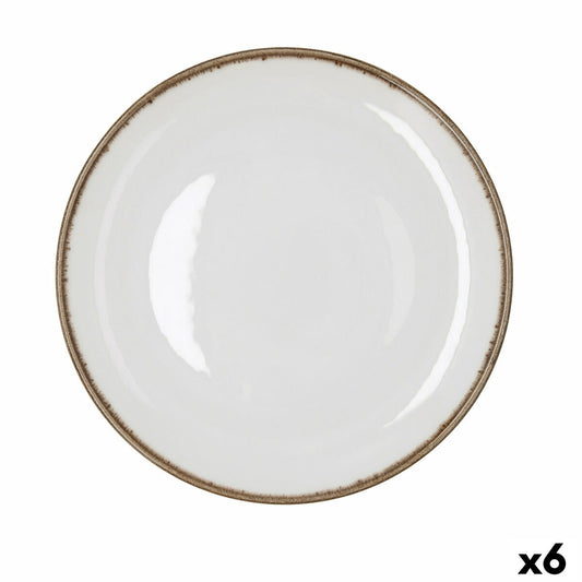 Ruokalautanen 27 cm, keraaminen valkoinen, pinottava 6 kpl, arkikäyttöön