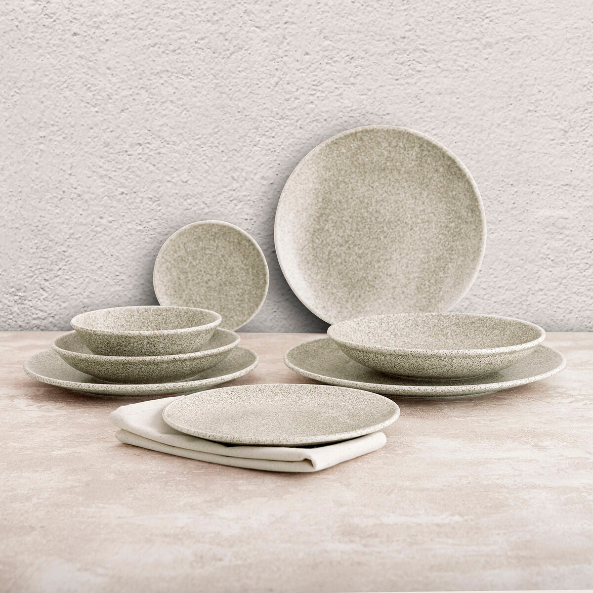 Ruokalautanen 27 cm, beige keramiikka 6 kpl - pinottava, mikro & tiskikone