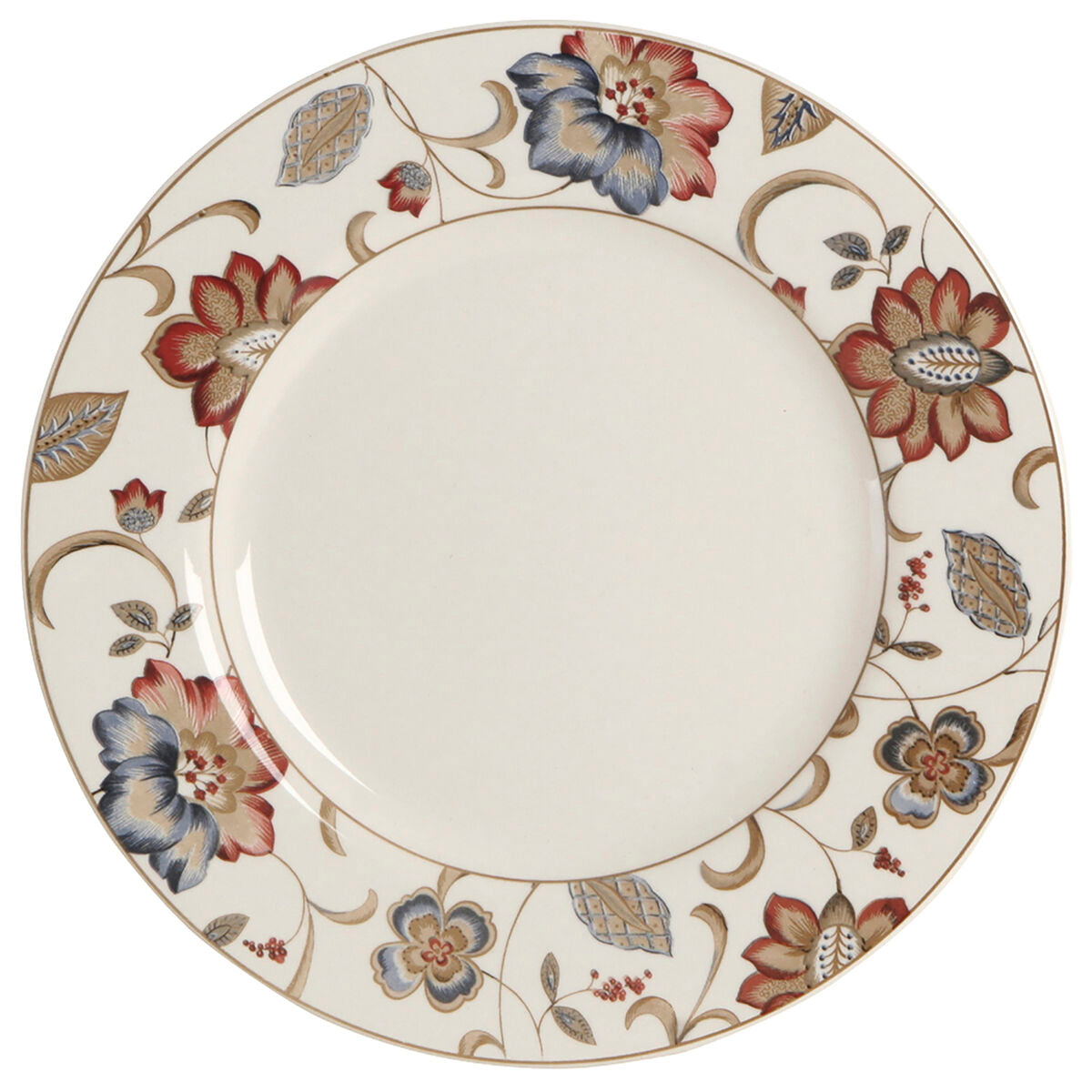 Ruokalautanen 27,3 cm kukkakuosi, posliini, pinottava, 6 kpl
