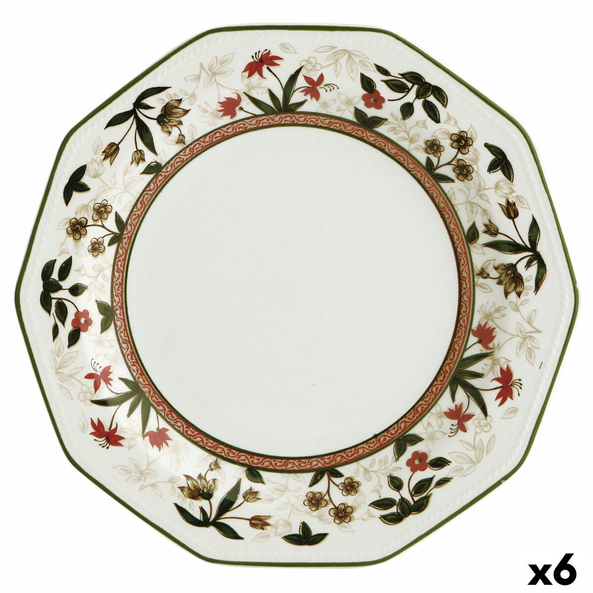 Ruokalautanen 27 cm posliini, kukkakuvio, 6 kpl - astiapesu & mikro, kattaukseen
