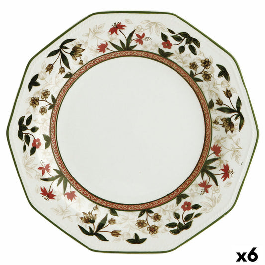 Ruokalautanen 27 cm posliini, kukkakuvio, 6 kpl - astiapesu & mikro, kattaukseen
