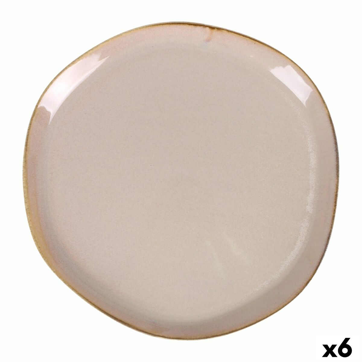 Litteä lautanen 28 cm, beige - 6 kpl ruokalautanen setti Duomo, pyöreä arki