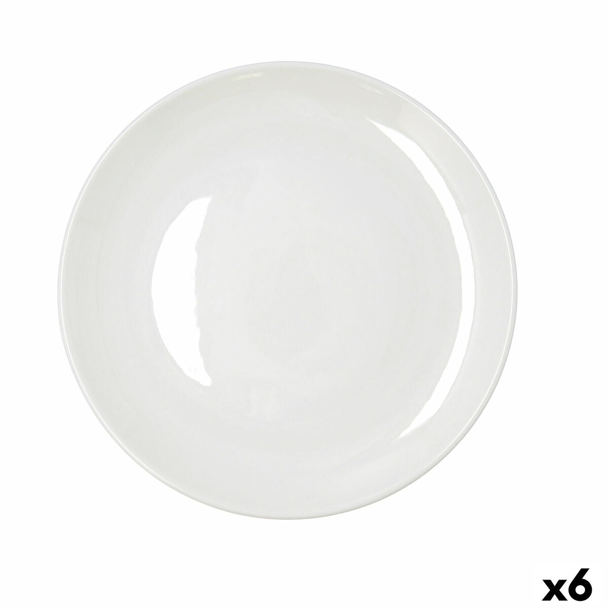 Ruokalautaset 27 cm, valkoinen keramiikka, pinottavat 6 kpl - tiskikone & mikro