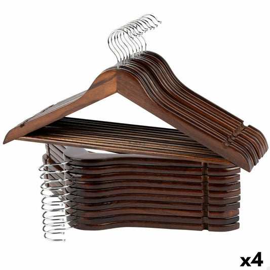 Puinen vaatehenkari liukumaton, ruskea 44,5×23×1 cm, 20 kpl x 4 – liukumaton vaatehenkari lahja uudelle kodille – kuva 1