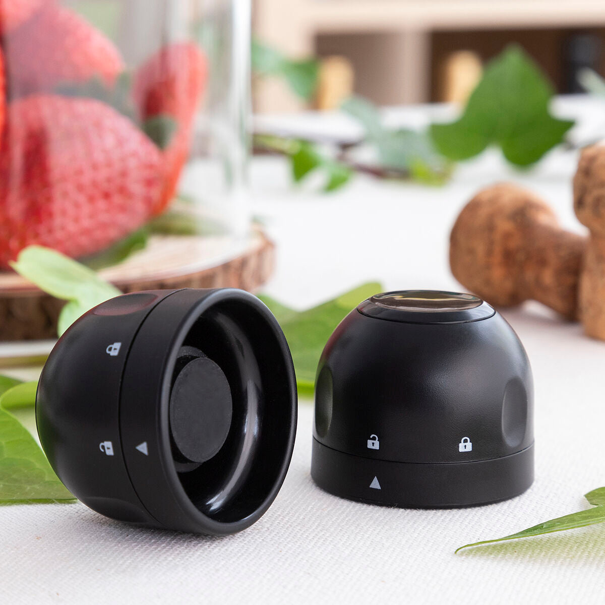 Samppanjapullon suljinsetti 2 kpl, tiivis lukitus 17,5–18 mm, ergonominen