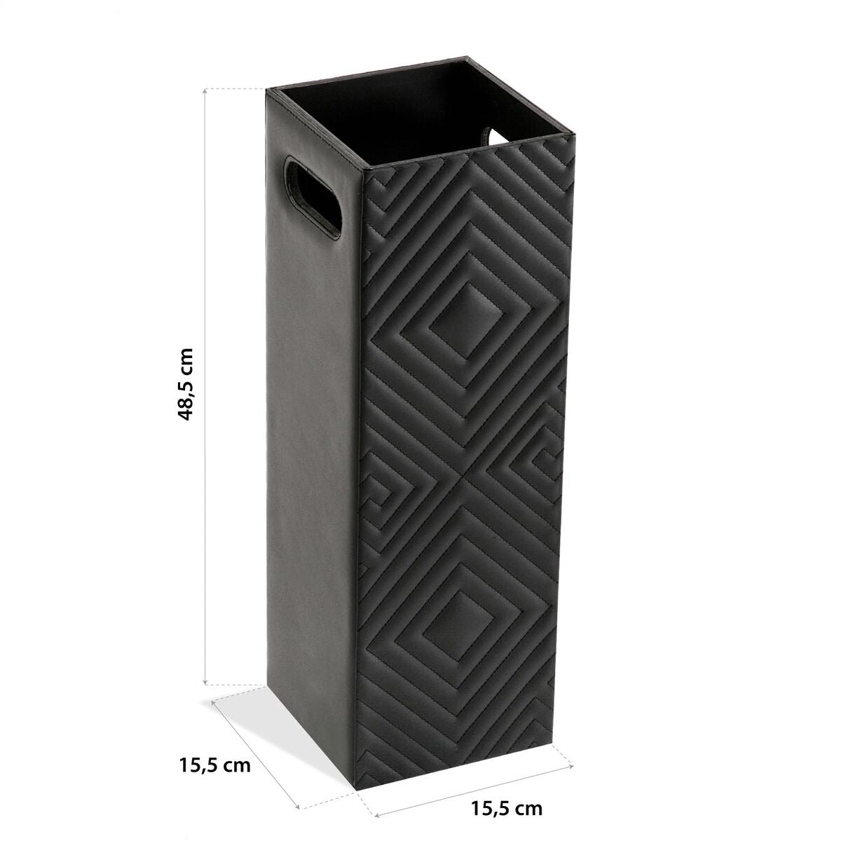 Sateenvarjoteline musta, polyskin-verhoilu kapea 15,5 × 48,5 × 15,5 cm