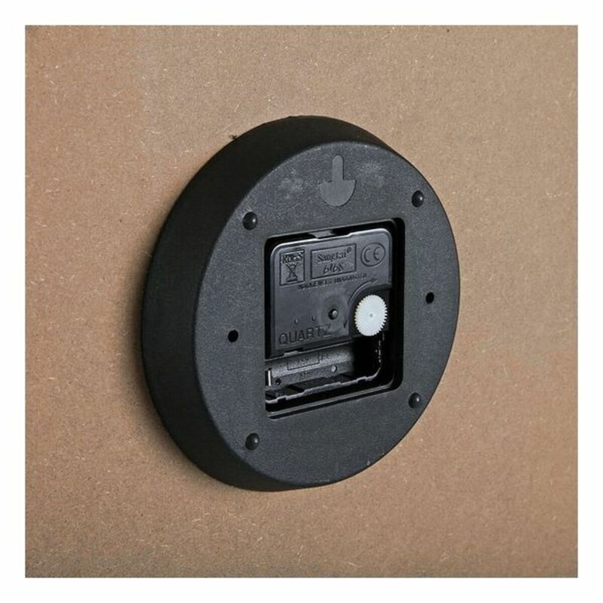 Seinäkello puu 59,5 cm, vintage maailmankartta neliö - musta metallikehys