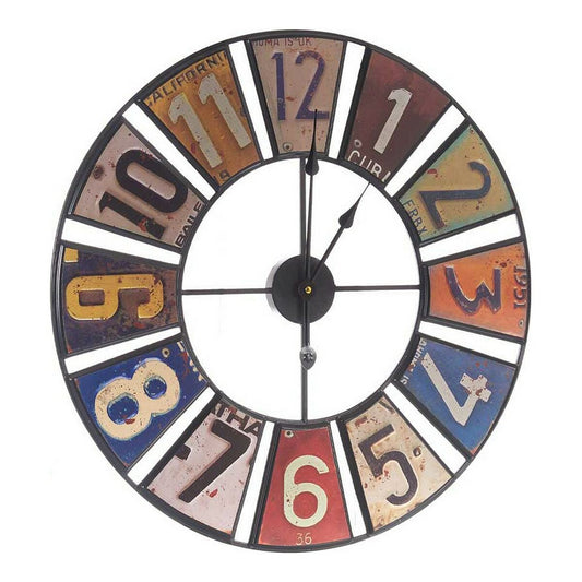 Seinäkello retro metallikehys 60 x 4,5 x 60 cm, monivärinen, isot numerot