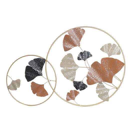 Seinäkoriste metallilehti, kultainen & terrakotta, pyöreä kehys 103,5×7×67 cm
