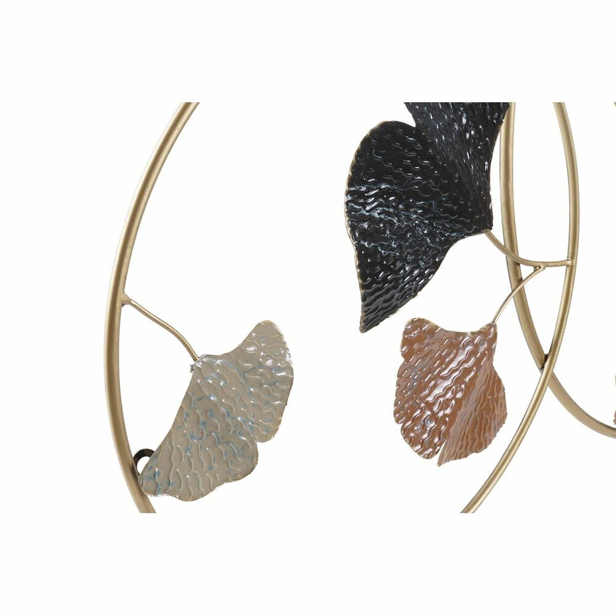 Seinäkoriste metallilehti, kultainen & terrakotta, pyöreä kehys 103,5×7×67 cm