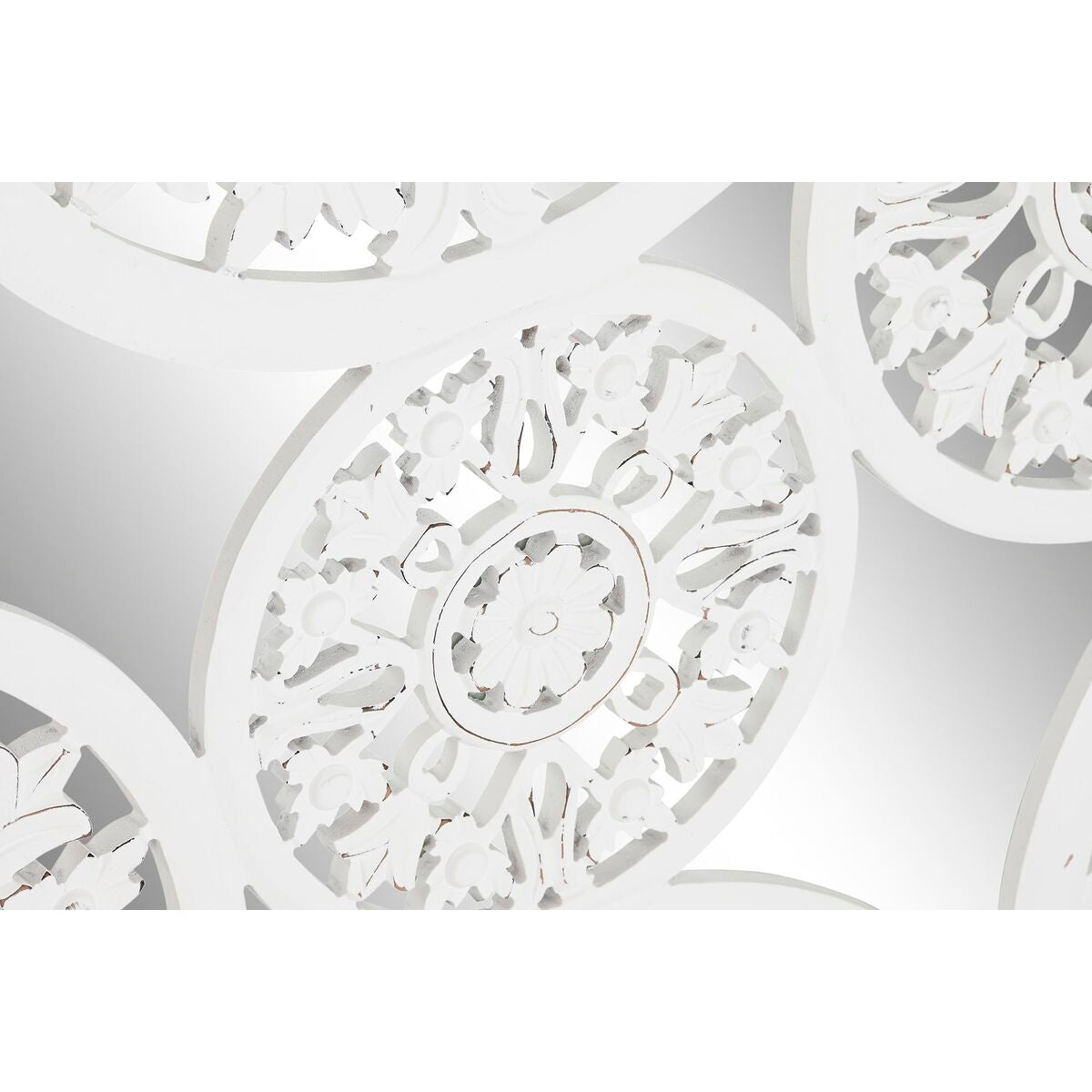 Seinäpeili 90 x 90 cm, valkoinen mdf kehys, pyöreä ornamentti romanttinen