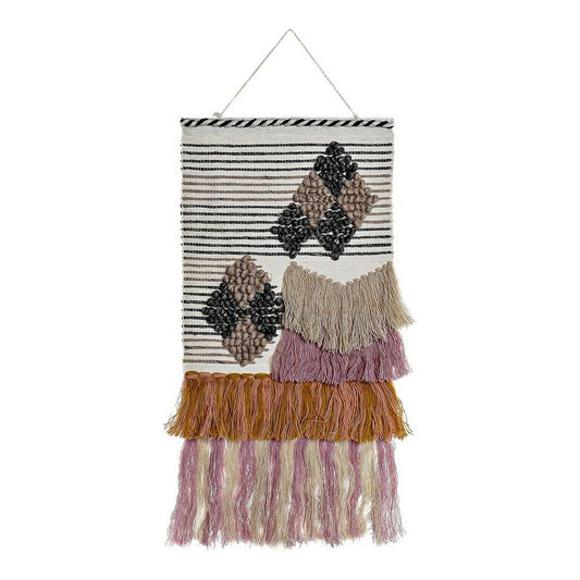 Seinävaate 46 x 110 cm, juutti puuvilla & villa, boho-riipus seinälle