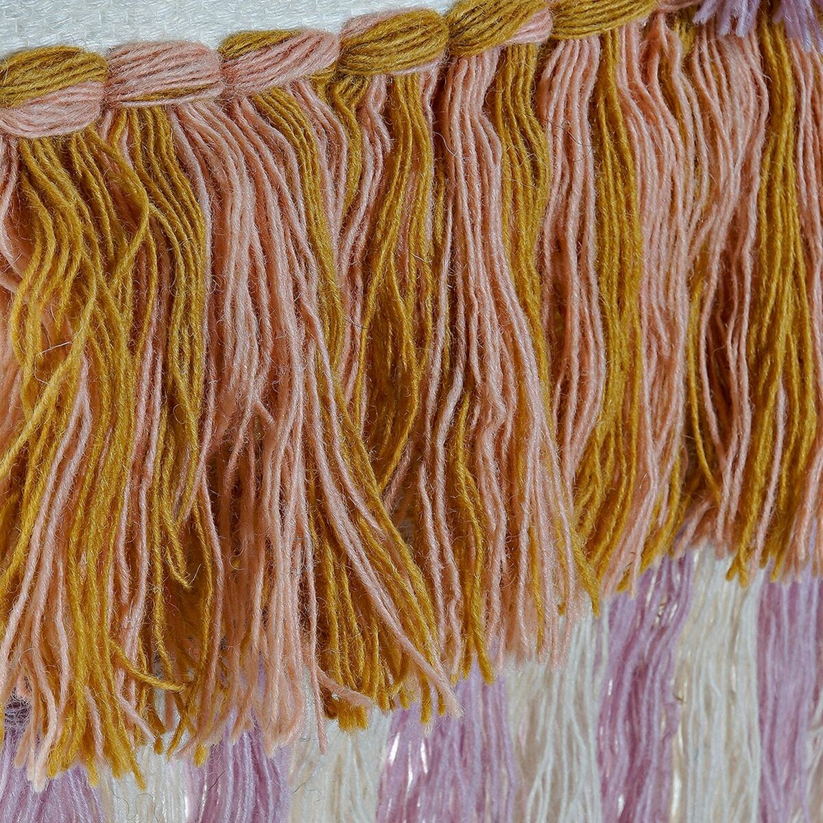 Seinävaate 46 x 110 cm, juutti puuvilla & villa, boho-riipus seinälle