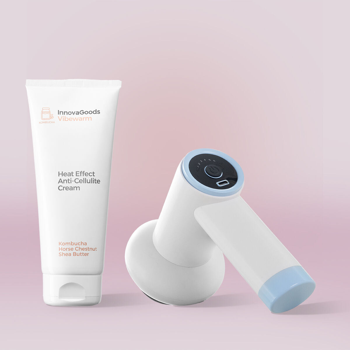 Selluliittivoide 200 ml, lämpövaikutus + 6‑toim. kotiin ladattava hierontapistooli