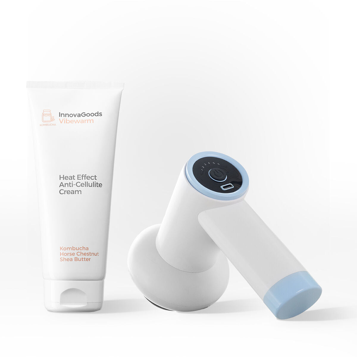 Selluliittivoide 200 ml, lämpövaikutus + 6‑toim. kotiin ladattava hierontapistooli