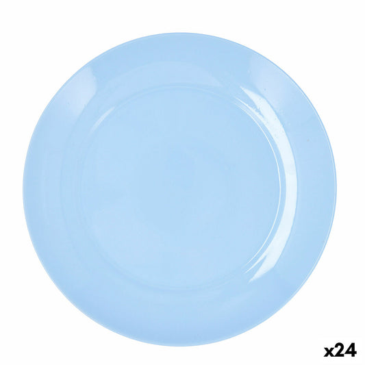 Lautanen 25 cm lasi, sininen - pinottava & mikroaaltouuniin, 24 kpl