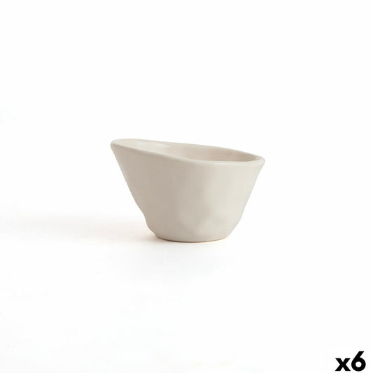 Snack-kulho 12 cm, valkoinen keramiikka, kohokuvioitu, 6 kpl, mikroaaltouuniin