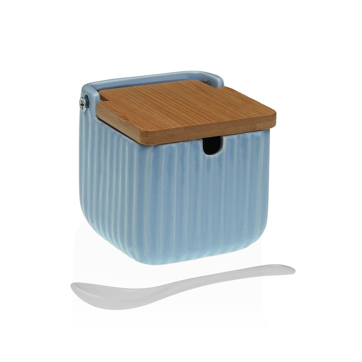 Sokeriastia bambukannella, sininen keramiikka & dolomiitti 8,3×8,3×8,3 cm