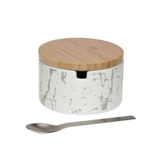 Sokeriastia bambukannella, keramiikka, dolomiitti, teräslusikka 12×6,5×10 cm