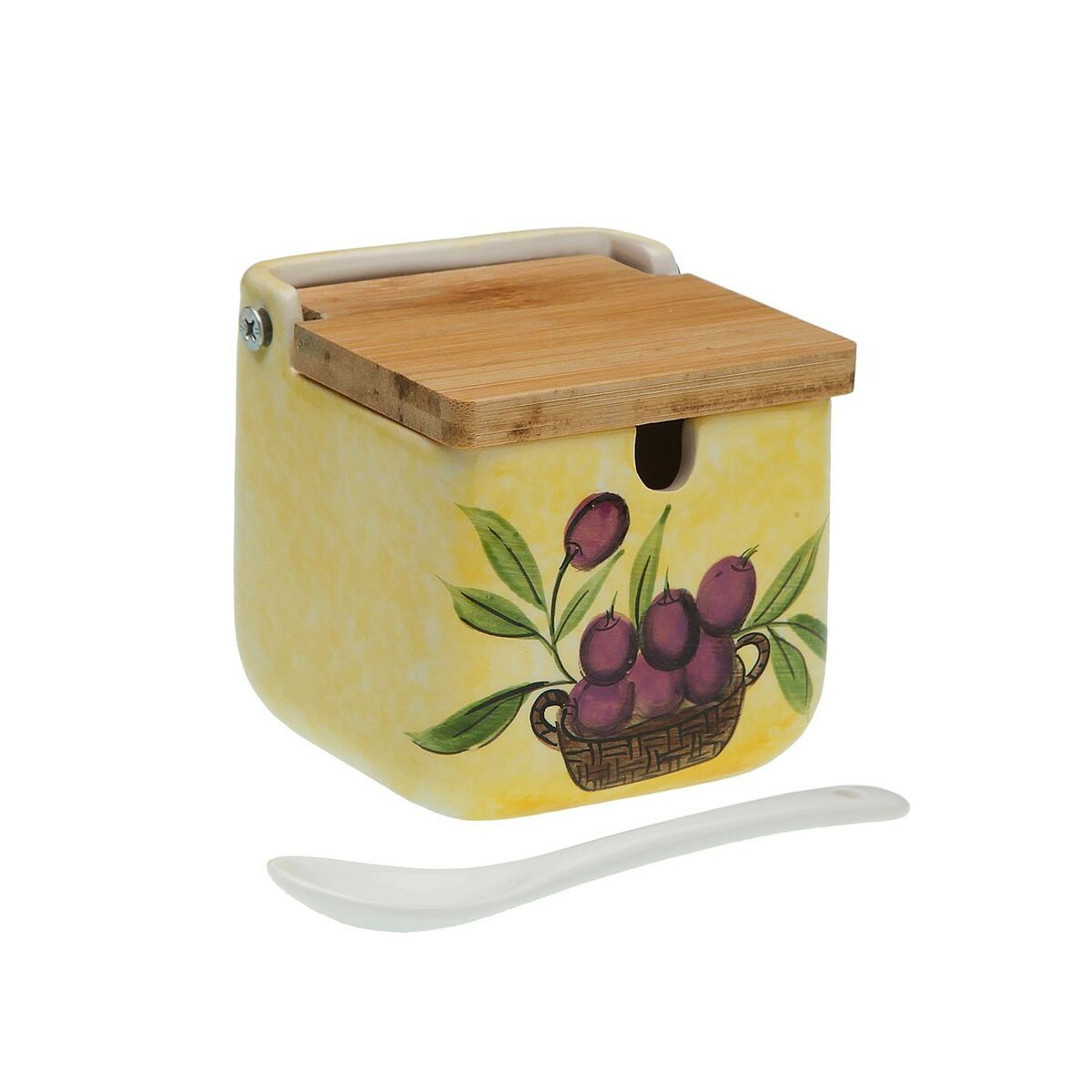 Sokeriastia bambukannella, keramiikka & posliini 8×8×8 cm, oliivi-kuvio