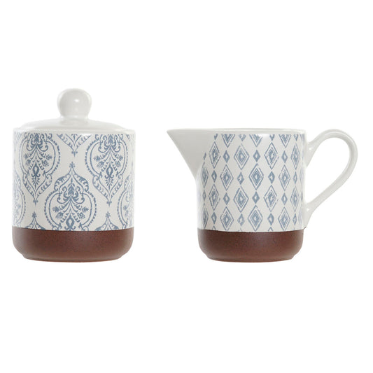 Sokeriastia kannellinen keramiikka 2-os 12,5×6,5×8 cm sinivalkoinen & ruskea