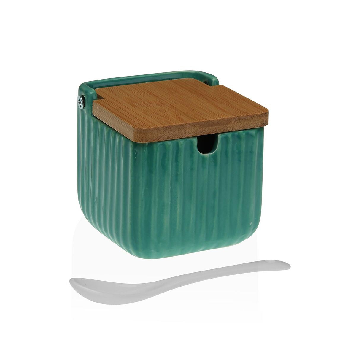 Sokeriastia, vihreä keramiikka bambukansi, dolomiitti raita 8,3 x 8,3 x 8,3 cm