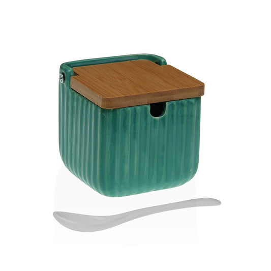 Sokeriastia, vihreä keramiikka bambukansi, dolomiitti raita 8,3 x 8,3 x 8,3 cm